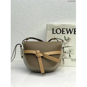Loewe專櫃2022新款全皮拼色馬鞍包 羅意威MiniGateDual手袋 男女款單肩斜挎腰包胸包 10183 lyw1288