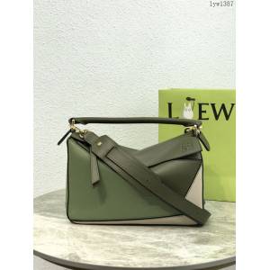 Loewe專櫃羅意威女款Puzzle系列中號拼色純色手提手拎單肩斜挎包 10171 lyw1387