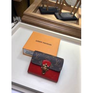 路易威登LV錢包 LV女士翻蓋短錢包 M61911 漆皮大紅 Cherrywood短款錢夾 xxlv1014
