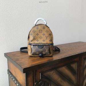 路易威登LV雙肩包 LV複刻版迷你書包 M42411 LV老花女士雙肩後背包 xxlv1270