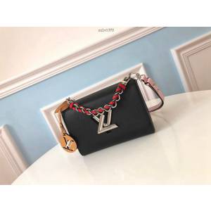 路易威登LV女包 LV水波紋牛皮鏈條單肩斜挎包 M52503黑色限量 TWIST DENIM中號時尚小手袋 xxlv1370