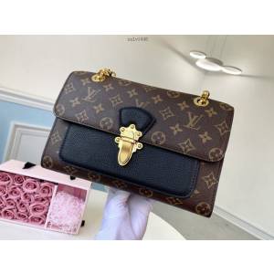 路易威登LV女包 LV老花拼黑色小牛皮鏈條斜挎女包 Victoire包袋 M41730 xxlv1448