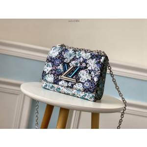 路易威登LV女包 M55038 藍花 2019早秋新款 Twist小號手袋 LV鏈條單肩斜挎女包 xxlv1484