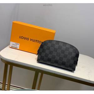 路易威登LV化妝包 黑格 M47515 小號化妝包 LV帆布收納包 xxlv1501