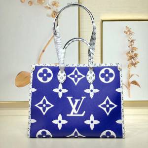 路易威登LV女包 M44570 藍色 Onthego手袋 LV新款大號手提購物包 xxlv1515