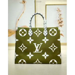 路易威登LV女包 M44571 綠色/白色 Onthego手袋 LV新款大號手提購物包 xxlv1519