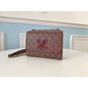 路易威登LV女包 M55480紅 Twist中號手袋 波浪形包底 LV新款鏈條單肩斜挎包 xxlv1731