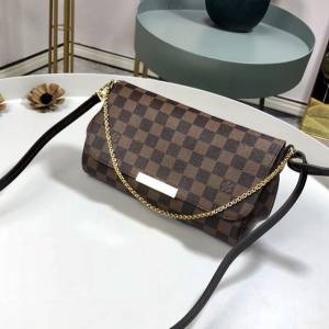 路易威登LV女包 N41129 咖啡格中號 FAVORITE中號手袋 LV經典棋盤格女包 xxlv1804