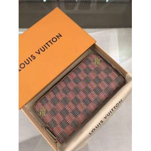 路易威登LV錢包 N68662紅格 經典圖案浸潤霓虹色彩 Zippy拉鏈零錢包 LV長夾錢包 xxlv1914