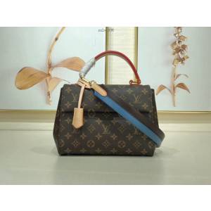 路易威登LV女包 M42738 藍色 CLUNY BB手袋 LV老花手提肩背包 xxlv1936