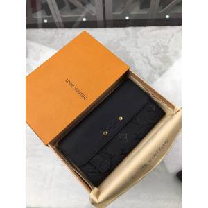 路易威登LV錢包 M61833 LV長款錢夾 LV黑色皮革女士錢包 xxlv2308