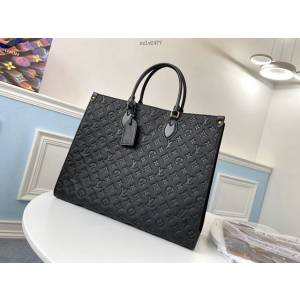 路易威登LV女包 M44925 黑色壓花 ONTHEGO手袋 LV全皮壓花壓大花媽咪袋購物袋 xxlv2477