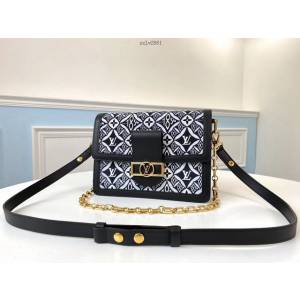 路易威登LV女包 M57211 黑色 2020秋冬V全新老花 1854 LV新款復古單肩斜挎包 xxlv2681