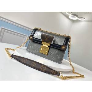 路易威登LV女包 M90517 銀灰 Wynwood手袋 LV新款漆皮鏈條斜挎女包 xxlv2718