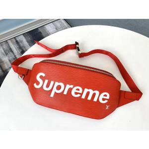 路易威登LV腰包 M41810 紅色Supreme Supreme聯名款胸包 LV水波紋新款斜跨包 xxlv2753