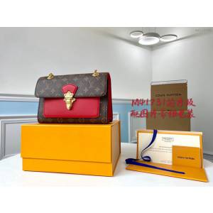 路易威登LV女包 晶片版 M41731 Victoire包袋 LV老花拼彩色小牛皮鏈條斜挎包 xxlv2788