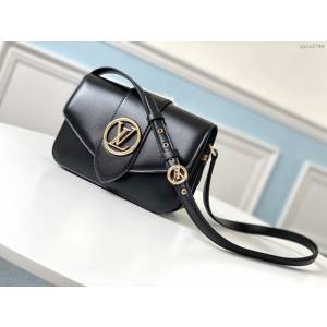 路易威登LV女包 M55948 Pont 9手袋 光滑皮革 LV新款女士全皮單肩斜挎包 xxlv2799