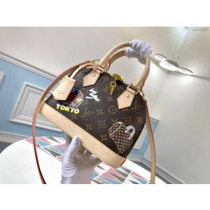 路易威登LV女包 M53152 絲印貝殼包 ALMA BB手袋 LV老花黃皮東京枕頭包絲印貝殼包 xxlv2950