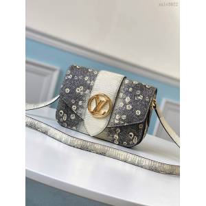 路易威登LV女包 M55947 白色蜥蜴紋 Pont 9手袋 LV新款全皮金屬圓圈logo吸扣三角蓋頭女士郵差包挎包 xxlv3022