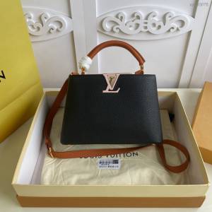 路易威登LV高端全皮女包 M55781黑色拼 LV專櫃2020新款Capucines小號手袋 LV手提肩背包 xxlv3075