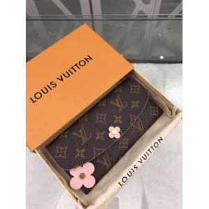 路易威登LV錢包 M62941粉梅花 LV專櫃新款老花翻蓋女士長錢包 Emilie錢夾 xxlv3100