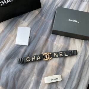 Chanel經典款女士皮帶 香奈兒cc經典logo扣精品彈力扣腰帶  jjp1154