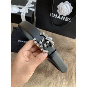 Chanel經典款女士皮帶 香奈兒小香鑽圈雙面用小牛皮腰帶  jjp1163