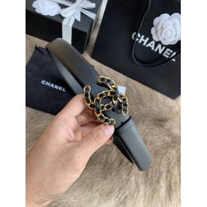 Chanel經典款女士皮帶 香奈兒小香鑽圈雙面用小牛皮腰帶  jjp1167