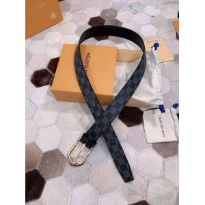 LV專櫃新款男士皮帶 路易威登高端男士腰帶 精緻手工繪邊  jjp1634