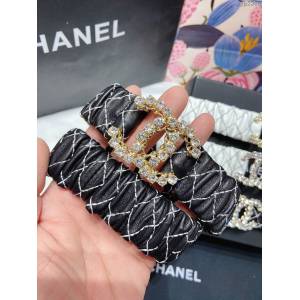 Chanel專門店2021新款女士皮帶 香奈兒經典小羊皮鬆緊褲腰帶 香奈兒皮穿鏈褶皺腰帶  jjp2308