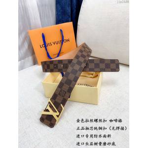 LV新款男士皮帶 路易威登經典啡格腰帶  jjp2538