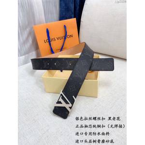 LV新款男士皮帶 路易威登經典黑花腰帶  jjp2539