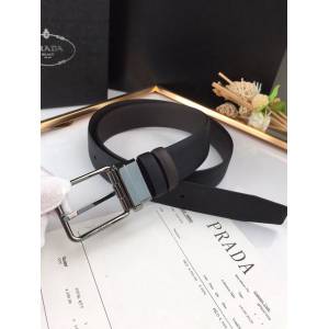 PRADA專櫃爆款男士皮帶 普拉達Saffiano拋光扣腰帶  jjp2574