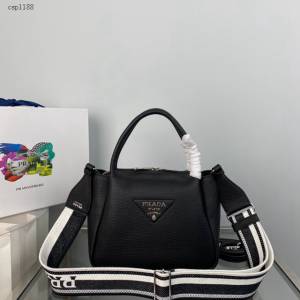 Prada專櫃新款雙肩帶手提肩背包 1BC145 普拉達鹿皮紋牛皮百搭款女包 csp1198