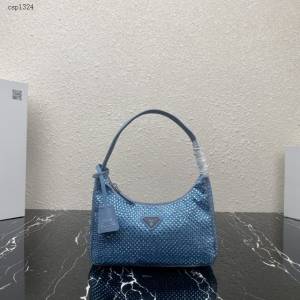 Prada專櫃新款閃鑽Hobo腋下包 1NE515閃鑽 普拉達肩背女包 csp1334