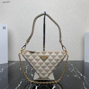 Prada專櫃新款刺繡織物包 1BC543 普拉達刺繡三角包織物迷你手袋 csp1480