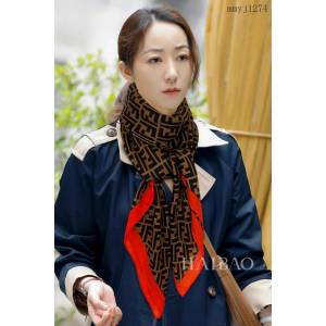 Fendi專櫃同步新款絲羊絨女士圍巾 經典雙FFLOGO印花100%頂級山羊絨大方巾 mmyj1274