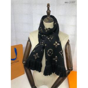 LV專櫃新品路易威登monogram圖案提花羊毛真絲爆款圍巾女士長巾 mmyj1337