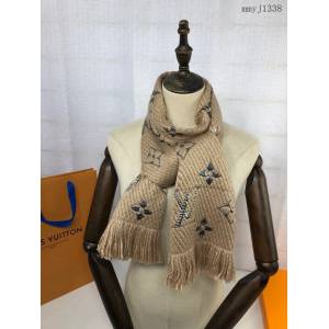 LV專櫃新品路易威登monogram圖案提花羊毛真絲爆款圍巾女士長巾 mmyj1338