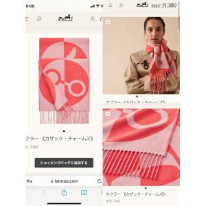 Hermes專櫃新款愛馬仕幾何羊絨圍巾男女同款羊絨長巾 mmyj1369