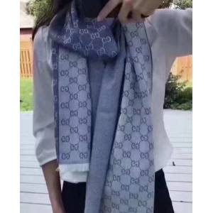 古奇專櫃新款羊絨圍巾 Gucci經典雙G提花圖案女士長巾 mmyj1453