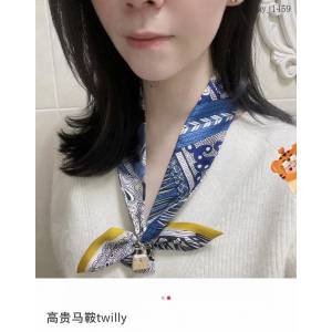 Hermes專櫃新款愛馬仕twilly高貴馬鞍100%真絲斜紋綢飄帶絲巾 mmyj1459