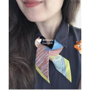 Hermes專櫃新款愛馬仕twilly高貴馬鞍100%真絲斜紋綢飄帶絲巾 mmyj1460