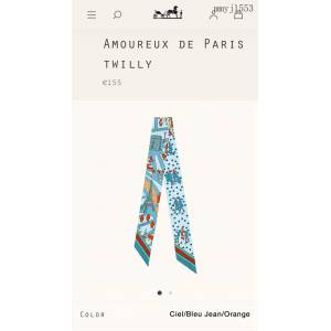 Hermes專櫃新款愛馬仕斜紋真絲雙層雙面愛在巴黎束發帶Twilly小絲巾絲帶 mmyj1553