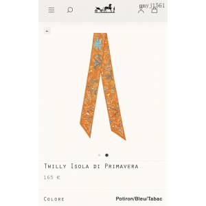 Hermes專櫃新款愛馬仕斜紋真絲雙層雙面春日之島束發帶Twilly小絲巾絲帶飄帶 mmyj1561