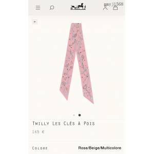 Hermes專櫃新款愛馬仕斜紋真絲雙層雙面圓點鑰匙束發帶Twilly小絲巾絲帶飄帶 mmyj1568