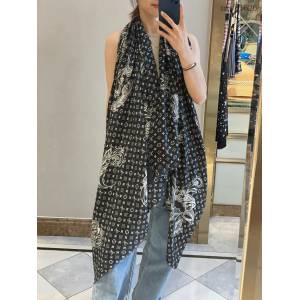 LV專櫃新品路易威登高端客供蜂窩羊絨長巾 銀線L新立體花紋圍巾披肩 mmyj1626