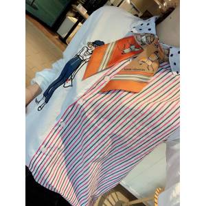 Hermes專櫃新款愛馬仕雙面斜紋真絲束發帶飄帶款可當小圍巾綁頭髮綁手袋 mmyj1644