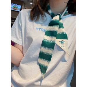 Dior專櫃新款迪奧雙面斜紋真絲束發帶飄帶款可當小圍巾綁頭髮綁手袋 mmyj1647