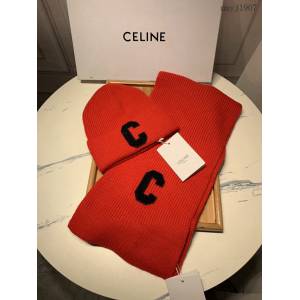 Celine思琳專櫃2023新品羊毛套裝帽子 賽琳情侶款經典套裝帽子圍巾 mmyj1907